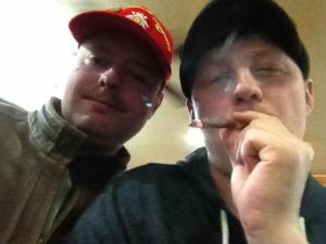 Whitey and I enjoying a freaked black and mild at the VFW.