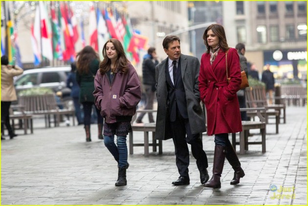 THE MICHAEL J. FOX SHOW -- Pilot -- Pictured: (l-r) Juliette Goglia as Eve Henry, Michael J. Fox as Mike Henry, Betsy Brandt as Annie Henry -- (Photo by: Eric Liebowitz/NBC)